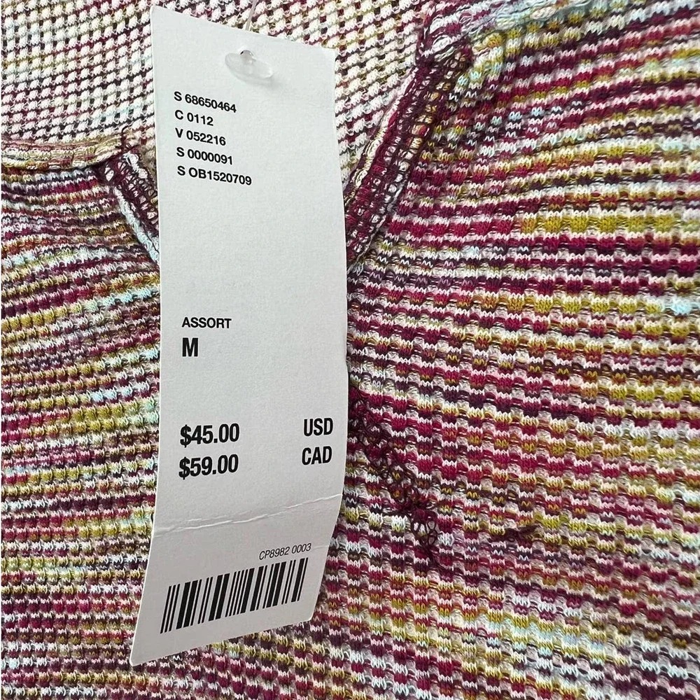 BDG Cropped Multi Color Striped Long Sleeve Size Med New with Tags - Picture 4 of 8